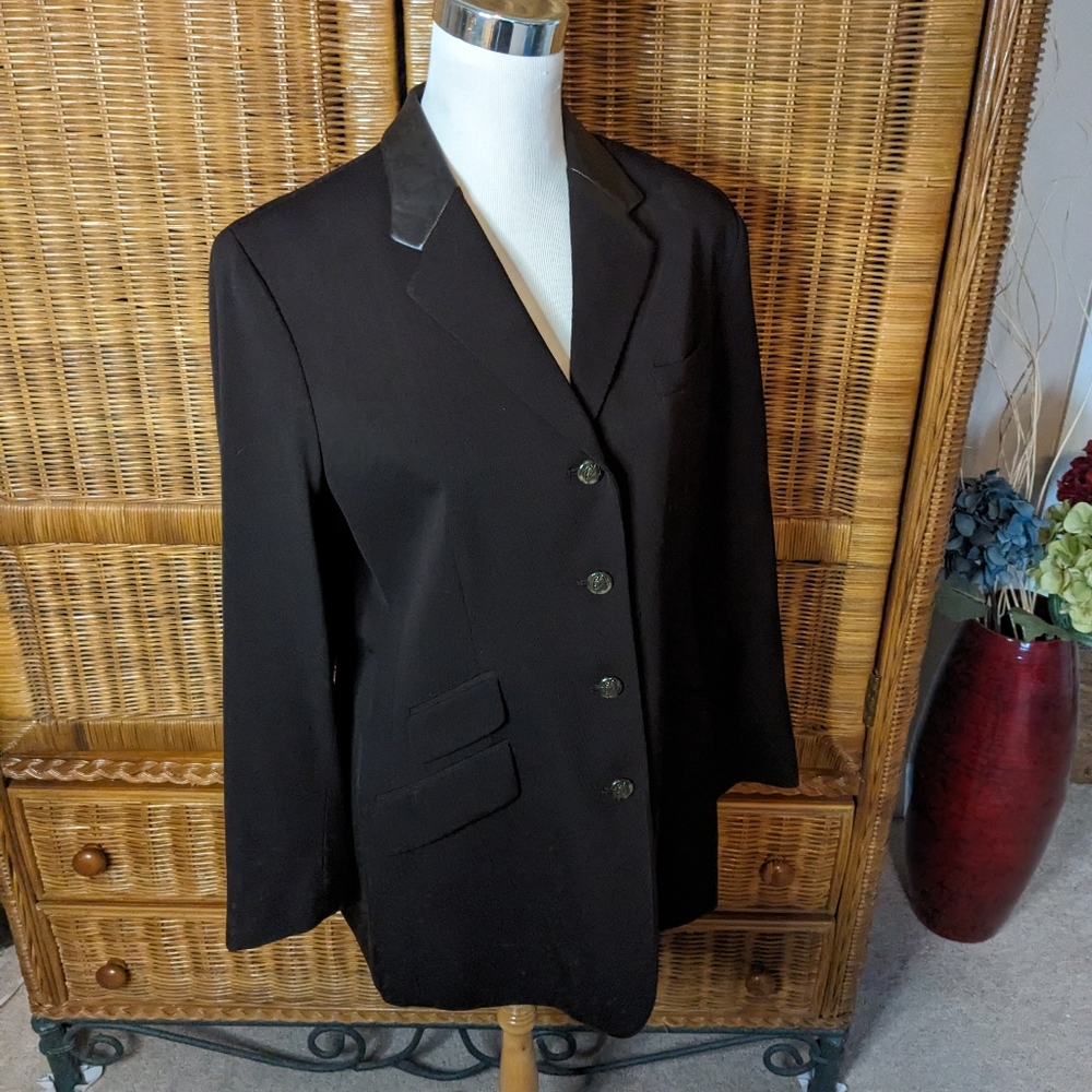 Ralph Lauren Brown Eques Jacket w/ Leather Collar SIZE 12